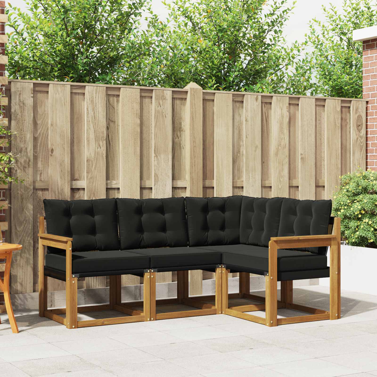 vidaXL Outdoor-Sofagarnitur mit Kissen 4 pcs Natürlich und Schwarz