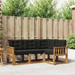 Zunanja garnitura za sedenje z blazino 4 pcs Naravna in črna