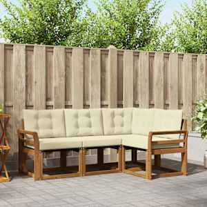 Zunanja garnitura za sedenje z blazino 4 pcs Naravna in smetana