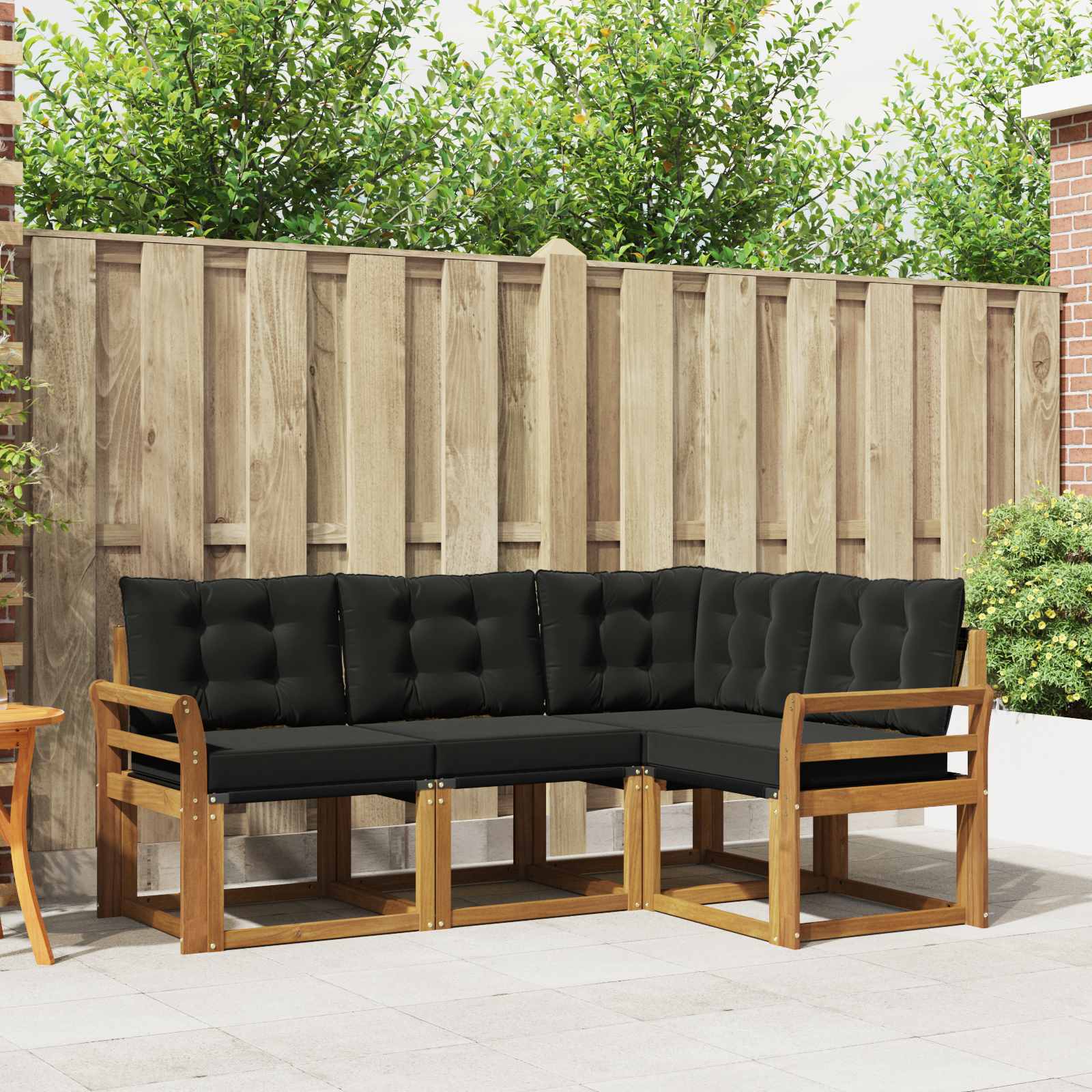 vidaXL Outdoor-Sofagarnitur mit Kissen 4 pcs Natürlich und Schwarz