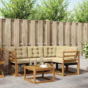 Zunanja garnitura za sedenje z blazino 5 pcs Naravna in bež