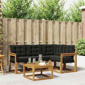 Zunanja garnitura za sedenje z blazino 5 pcs Naravna in črna