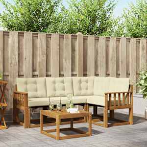 Zunanja garnitura za sedenje z blazino 5 pcs Naravna in smetana