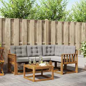 Zunanja garnitura za sedenje 5 pcs Naravna in svetlo siva