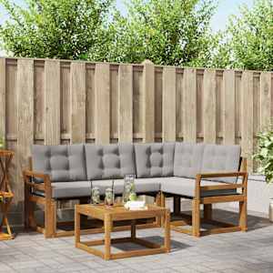 Zunanja garnitura za sedenje 5 pcs Naravna in svetlo siva