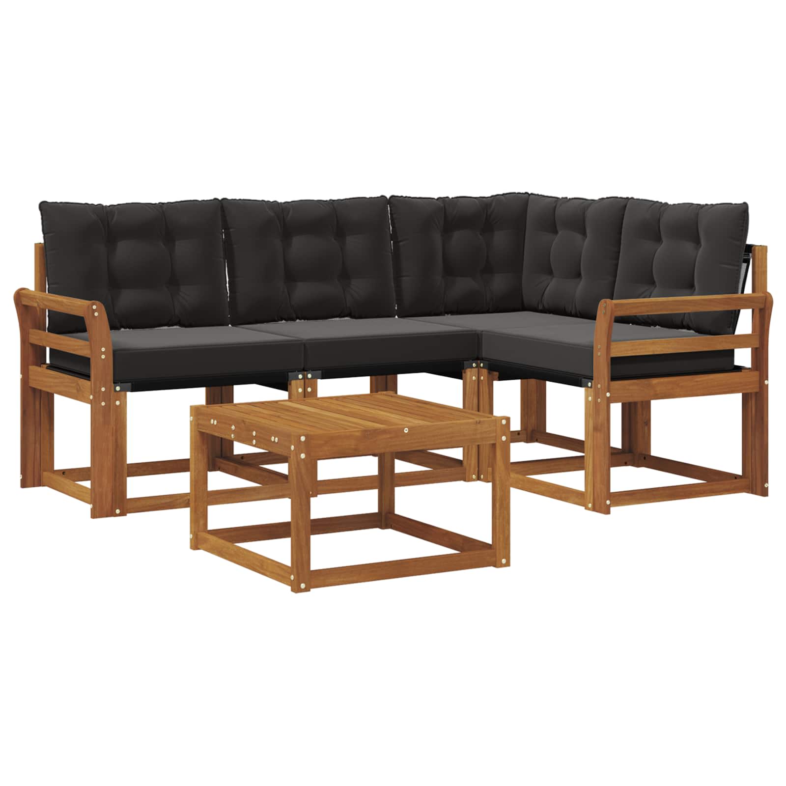 Zunanja garnitura za sedenje z blazino 5 pcs Naravna in črna - slika 2