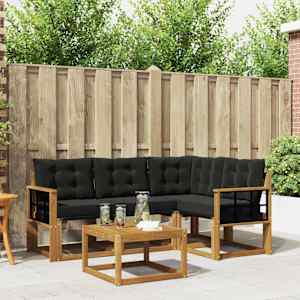 Zunanja garnitura za sedenje z blazino 5 pcs Naravna in črna