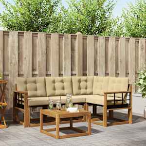 Zunanja garnitura za sedenje z blazino 5 pcs Naravna in bež