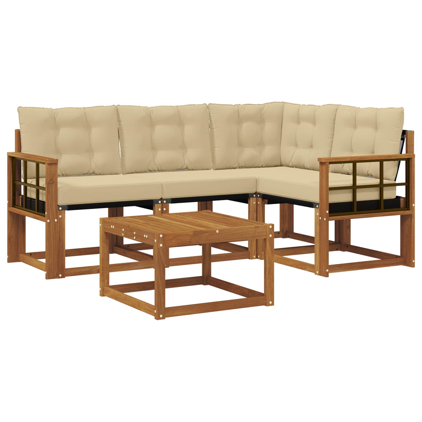 Zunanja garnitura za sedenje z blazino 5 pcs Naravna in bež - slika 2