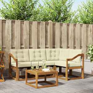 Zunanja garnitura za sedenje z blazino 5 pcs Naravna in smetana