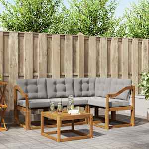 Zunanja garnitura za sedenje 5 pcs Naravna in svetlo siva