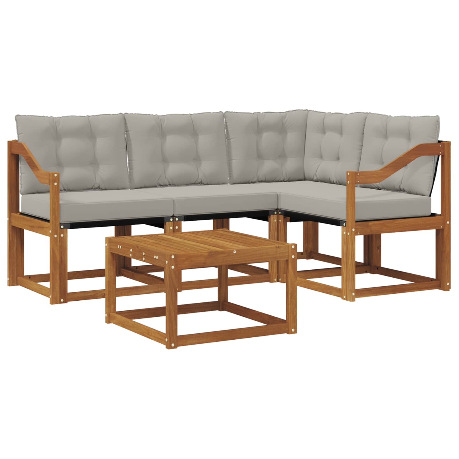 Zunanja garnitura za sedenje 5 pcs Naravna in svetlo siva - slika 2