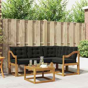 Zunanja garnitura za sedenje z blazino 5 pcs Naravna in črna