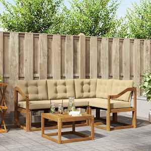 Zunanja garnitura za sedenje z blazino 5 pcs Naravna in bež