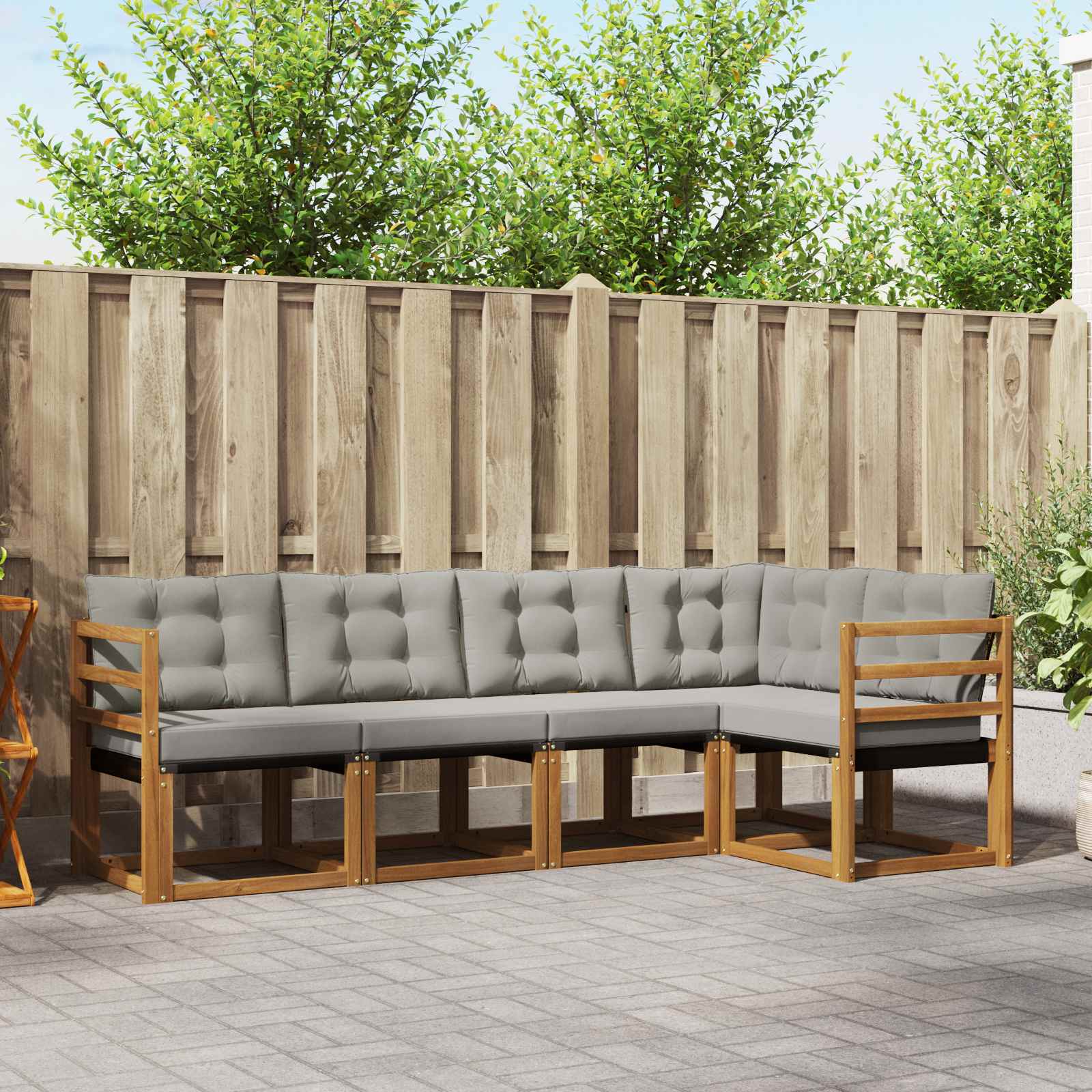 Zunanja garnitura za sedenje 5 pcs Naravna in svetlo siva