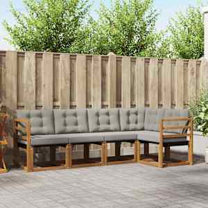 Zunanja garnitura za sedenje 5 pcs Naravna in svetlo siva