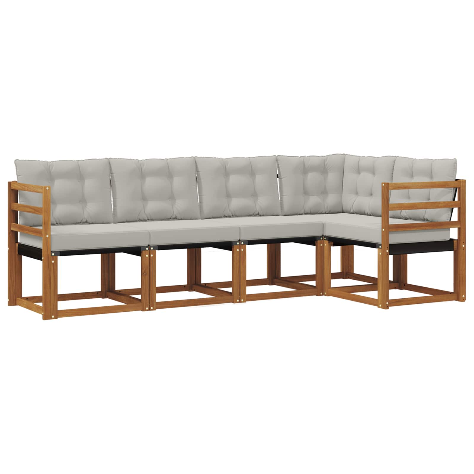 Zunanja garnitura za sedenje 5 pcs Naravna in svetlo siva - slika 2