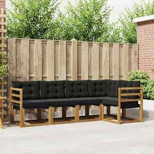 Zunanja garnitura za sedenje z blazino 5 pcs Naravna in črna