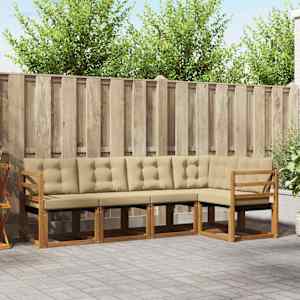 Zunanja garnitura za sedenje z blazino 5 pcs Naravna in bež