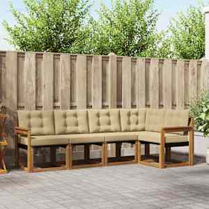 Zunanja garnitura za sedenje z blazino 5 pcs Naravna in bež