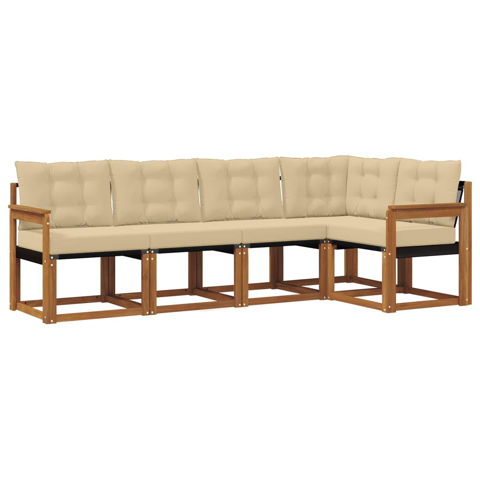 Zunanja garnitura za sedenje z blazino 5 pcs Naravna in bež - slika 2