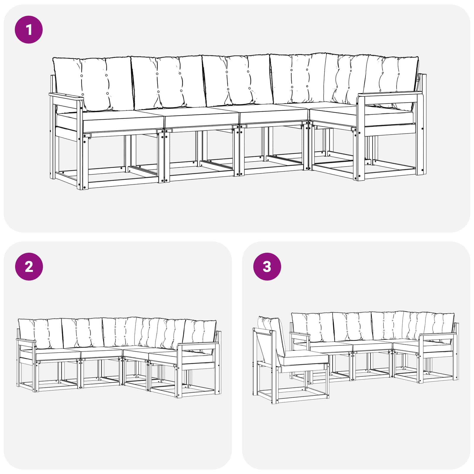 Zunanja garnitura za sedenje z blazino 5 pcs Naravna in bež - slika 8