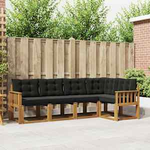 Zunanja garnitura za sedenje z blazino 5 pcs Naravna in črna