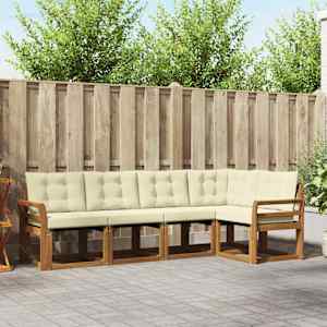 Zunanja garnitura za sedenje z blazino 5 pcs Naravna in smetana