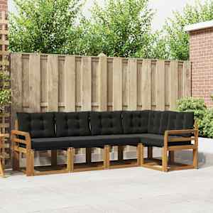 Zunanja garnitura za sedenje z blazino 5 pcs Naravna in črna