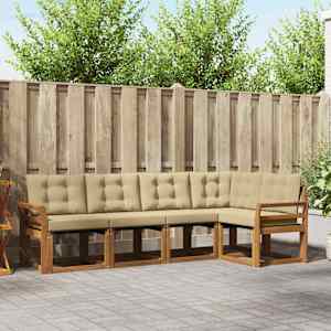 Zunanja garnitura za sedenje z blazino 5 pcs Naravna in bež