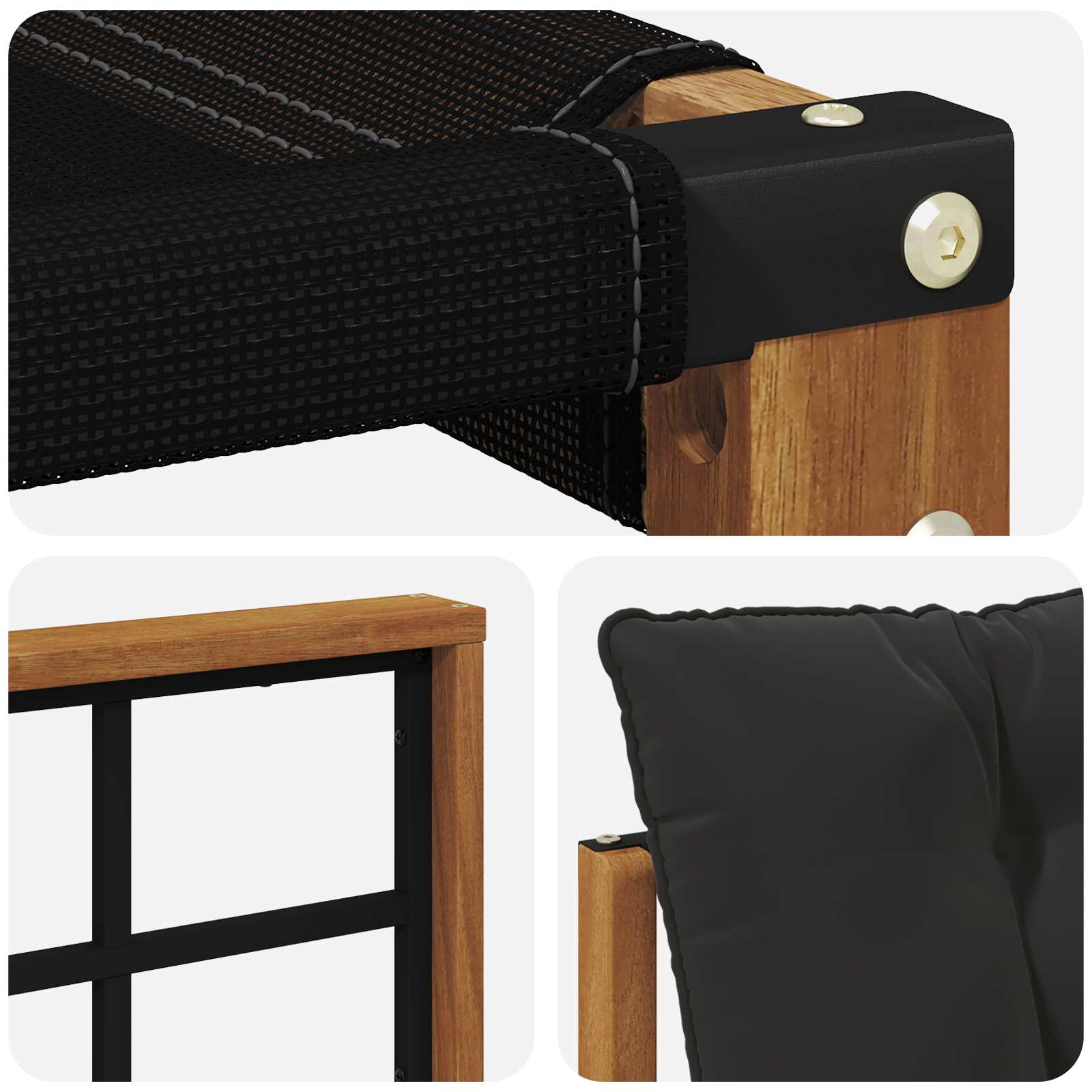 Zunanja garnitura za sedenje z blazino 5 pcs Naravna in črna - slika 7