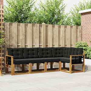 Zunanja garnitura za sedenje z blazino 5 pcs Naravna in črna