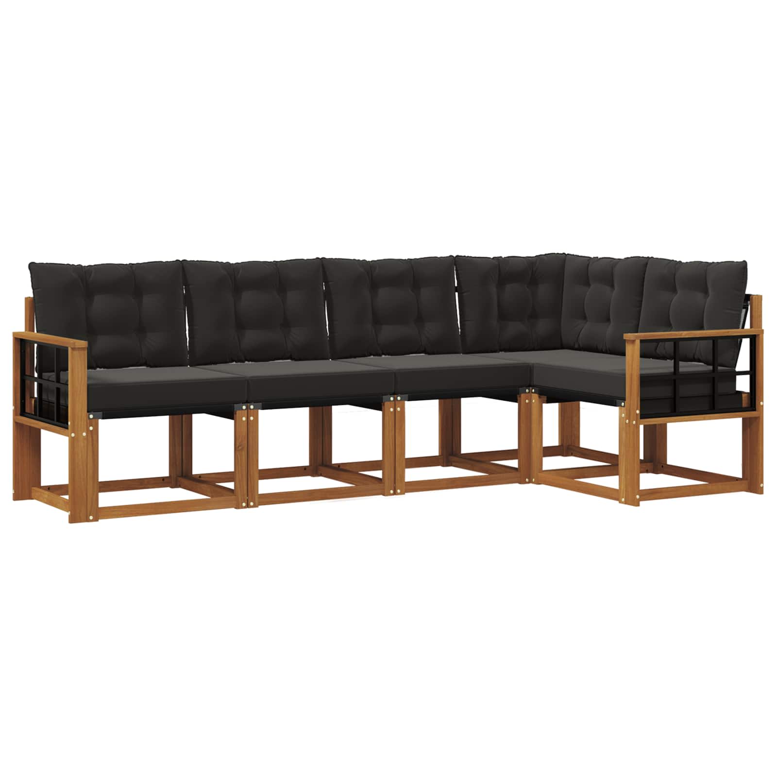 Zunanja garnitura za sedenje z blazino 5 pcs Naravna in črna - slika 2