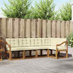 Zunanja garnitura za sedenje z blazino 5 pcs Naravna in smetana