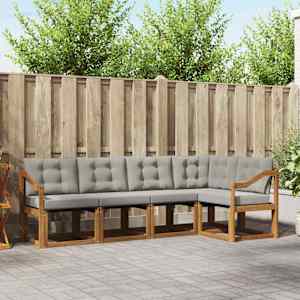 Zunanja garnitura za sedenje 5 pcs Naravna in svetlo siva