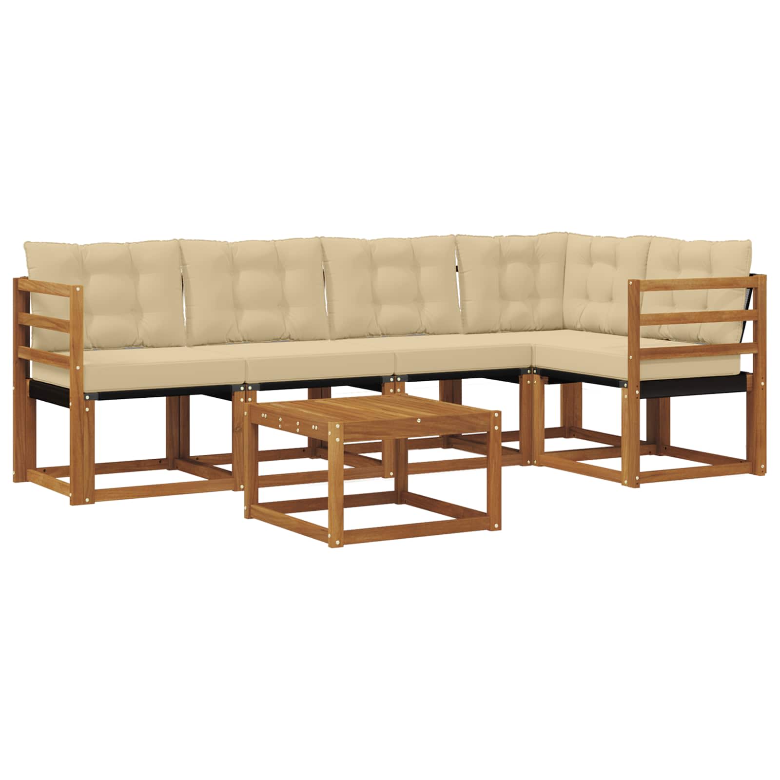 Zunanja garnitura za sedenje z blazino 6 pcs Naravna in bež - slika 2