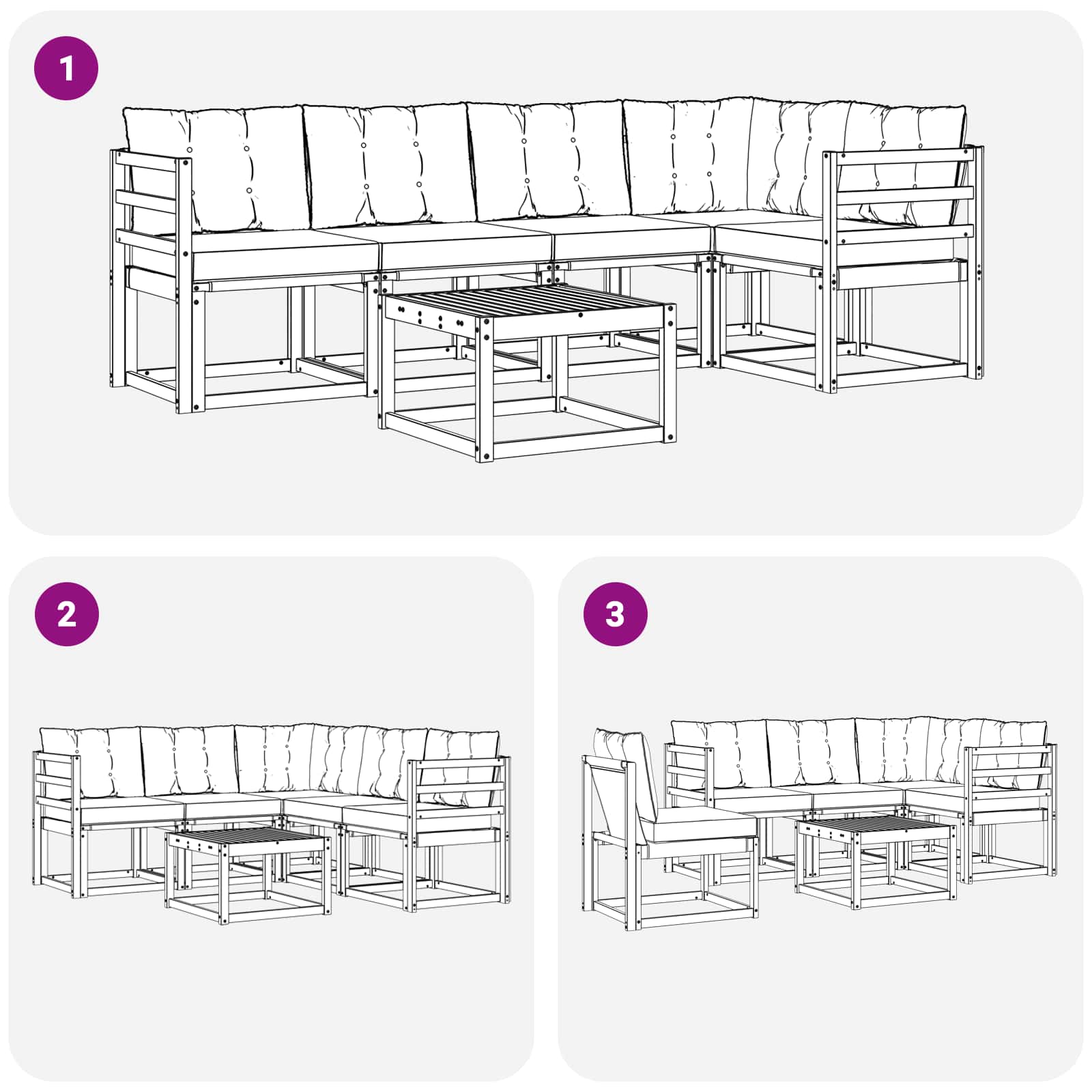 Zunanja garnitura za sedenje z blazino 6 pcs Naravna in bež - slika 10