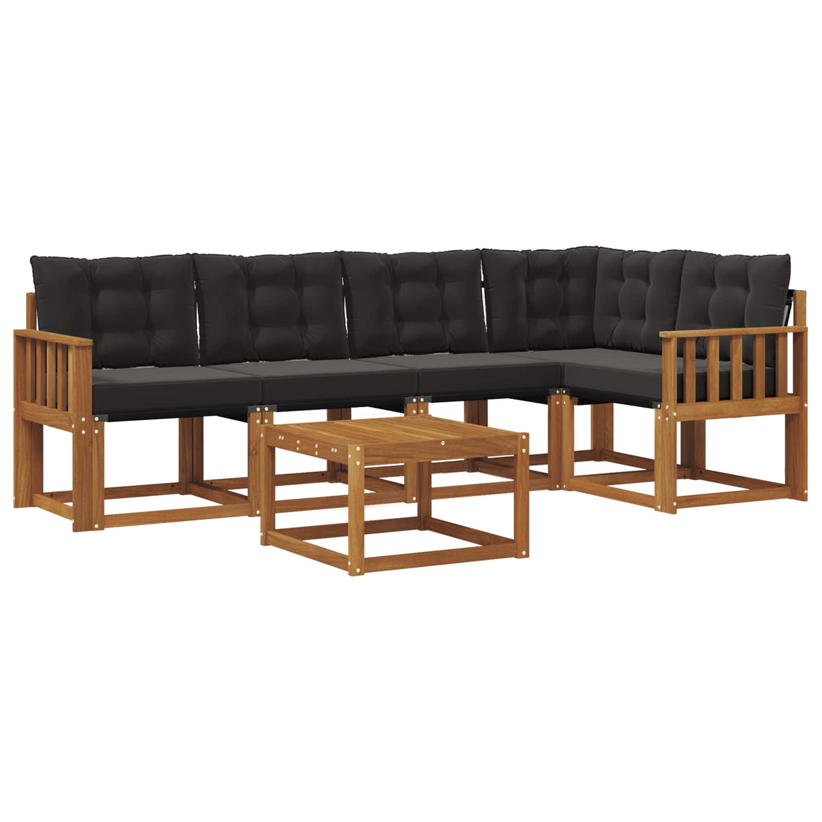 Zunanja garnitura za sedenje z blazino 6 pcs Naravna in črna - slika 2