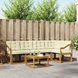 Zunanja garnitura za sedenje z blazino 6 pcs Naravna in smetana