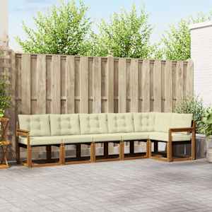 Zunanja garnitura za sedenje z blazino 6 pcs Naravna in smetana