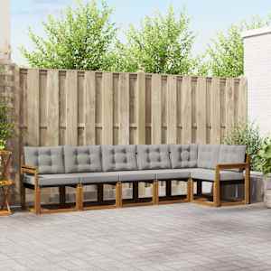 Zunanja garnitura za sedenje 6 pcs Naravna in svetlo siva