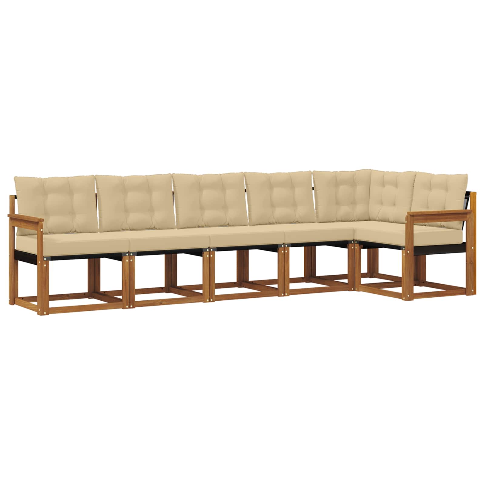 Zunanja garnitura za sedenje z blazino 6 pcs Naravna in bež - slika 2