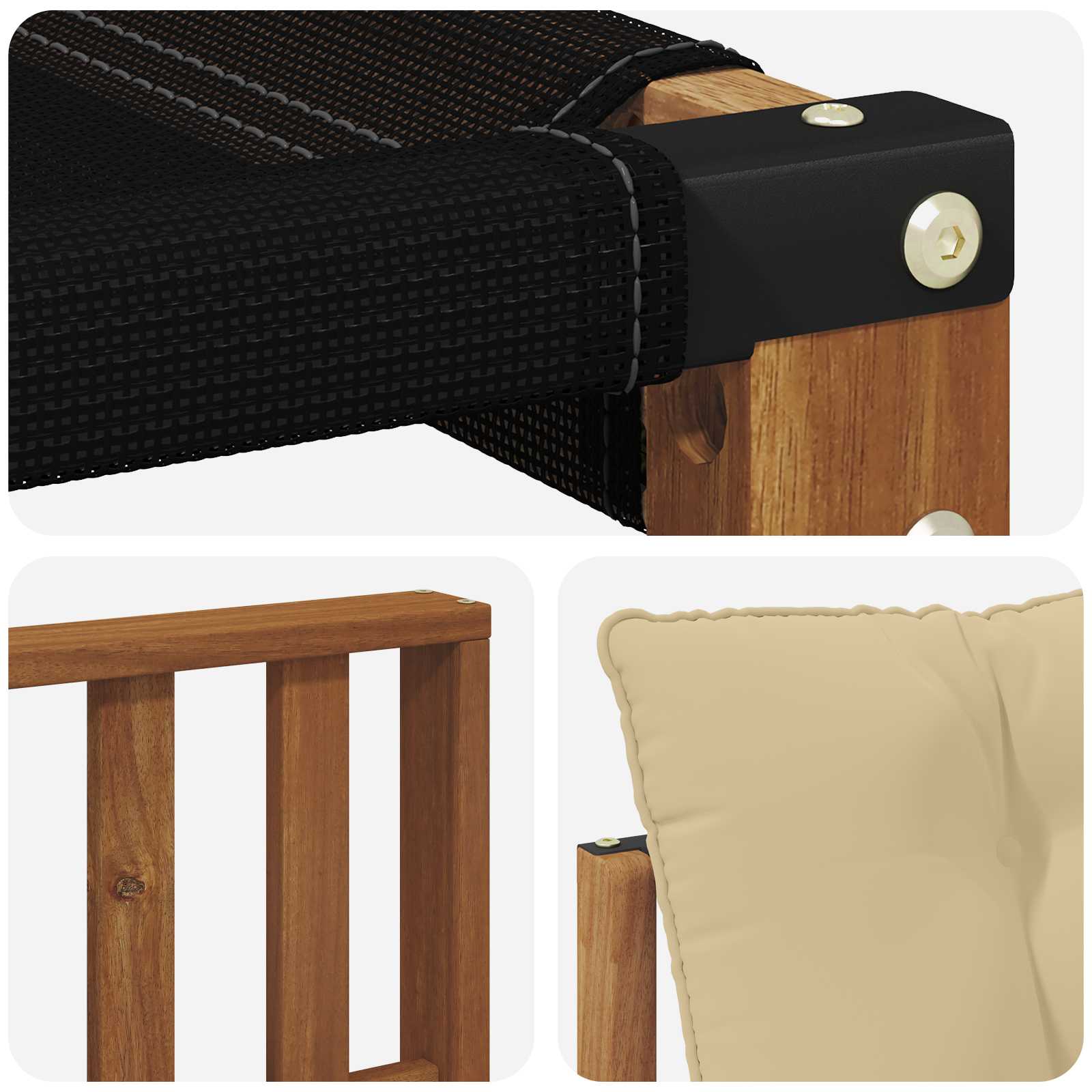 Zunanja garnitura za sedenje z blazino 6 pcs Naravna in bež - slika 7