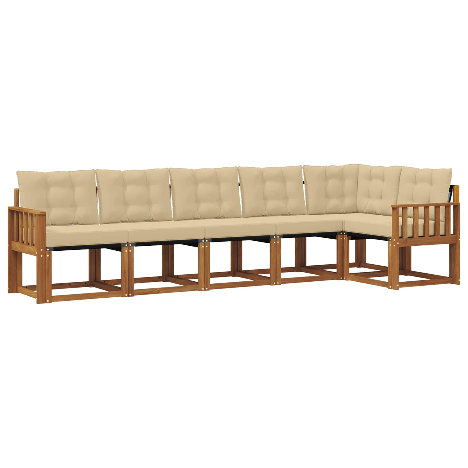 Zunanja garnitura za sedenje z blazino 6 pcs Naravna in bež - slika 2