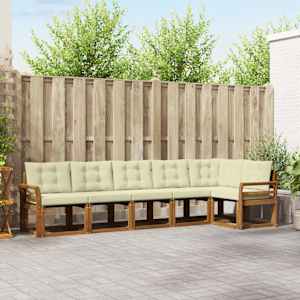 Zunanja garnitura za sedenje z blazino 6 pcs Naravna in smetana