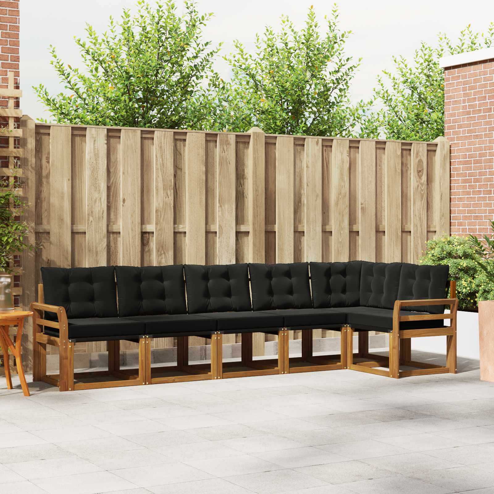 vidaXL Outdoor-Sofagarnitur mit Kissen 6 pcs Natürlich und Schwarz