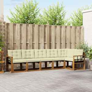 Zunanja garnitura za sedenje z blazino 6 pcs Naravna in smetana