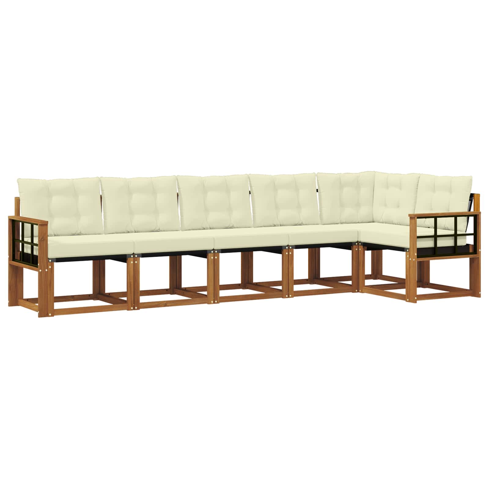 Zunanja garnitura za sedenje z blazino 6 pcs Naravna in smetana - slika 2