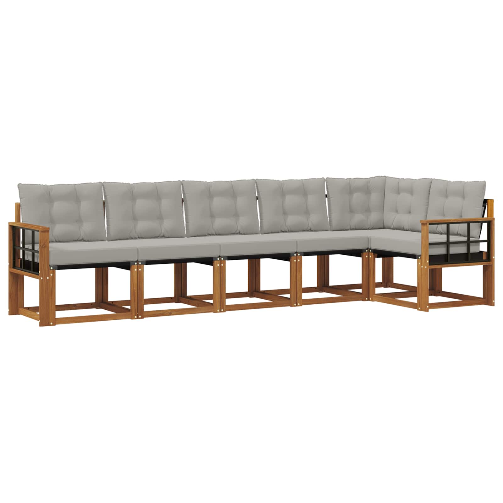 Zunanja garnitura za sedenje 6 pcs Naravna in svetlo siva - slika 2