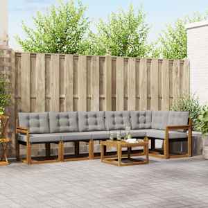 Zunanja garnitura za sedenje 7 pcs Naravna in svetlo siva